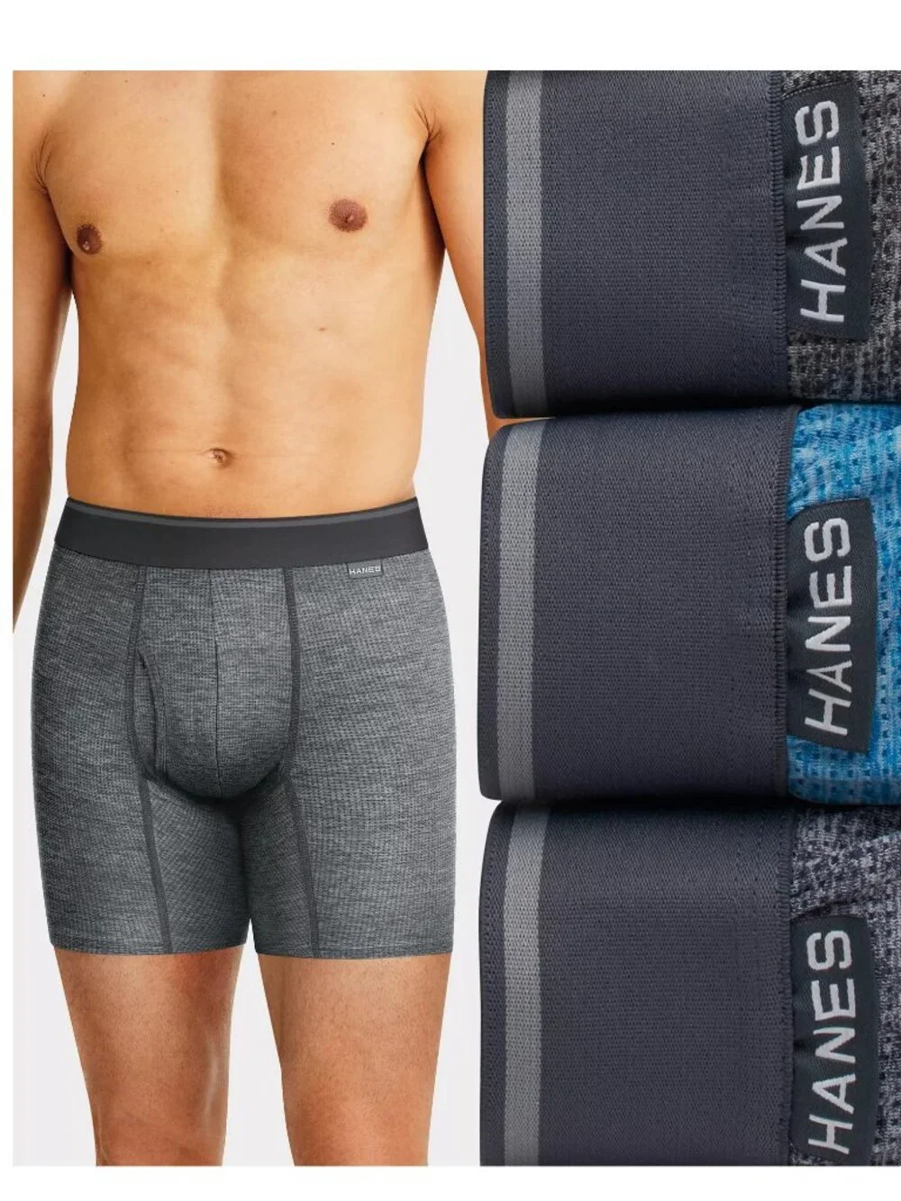 Hanes Men's Ultimate ComfortFlex Stretch Boxer Briefs, Multicolor 3-Pack, Small